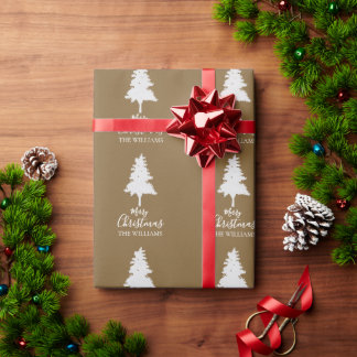 Papier Cadeau Personnaliser Nom de famille Kraft cadeau de Noël
