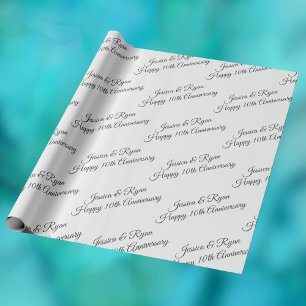 Papier Cadeau Personnaliser Noms, Année d'Anniversaire, Écriture