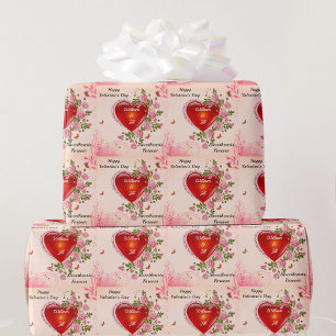 Papier Cadeau Personnaliser Romantique Saint Valentin Coeurs Ros
