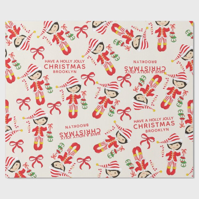 Papier Cadeau Personnalisez Asian Girl Elf (Plat)