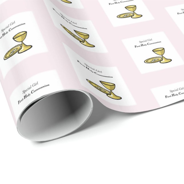 Papier Cadeau Personnalisez, Fille Spéciale, Première Communion (Coin rond)