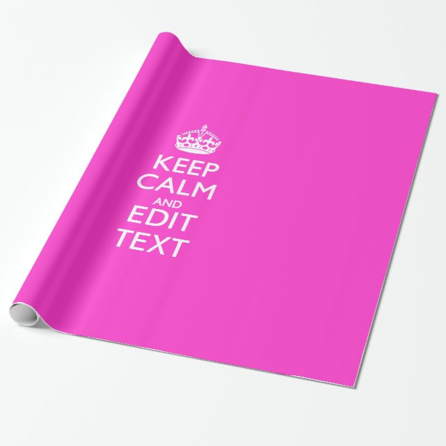 Papier Cadeau Personnalized Keep Calm And Your Text Pink Decor (Déroulé)