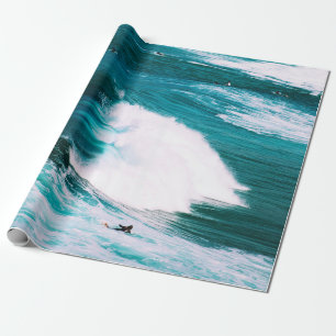 Papier Cadeau Personne en surf avec vagues de l'océan