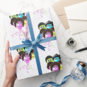 Papier Cadeau Personnes amusantes Groupe de ballons d'anniversai