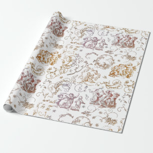 Papier Cadeau Personnes vintages Danser Gold Rose Toile
