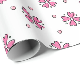 Papier Cadeau Pétales de fleurs de cœur rose
