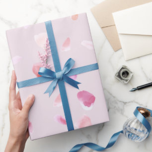 Papier Cadeau Pétales de rose rose pêche romantiques pour une do