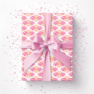 Papier Cadeau Pétales festonnés rose et orange