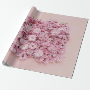 PAPIER CADEAU PETAUX DE FLEURS ROSES ET BLANCHES