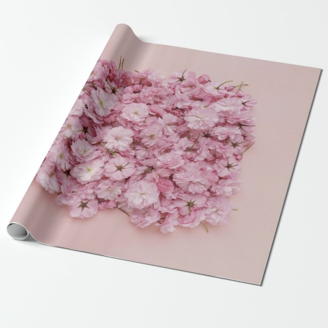PAPIER CADEAU PETAUX DE FLEURS ROSES ET BLANCHES (Déroulé)