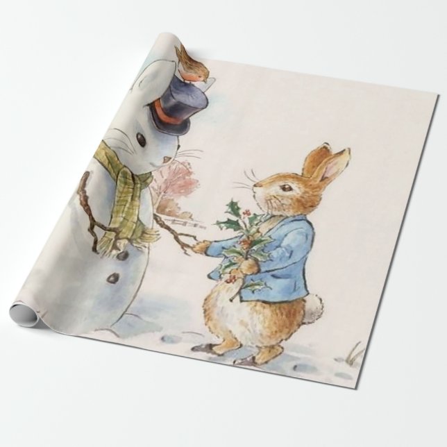 Papier Cadeau Peter Rabbit et le Snowman par Beatrix Potter (Déroulé)