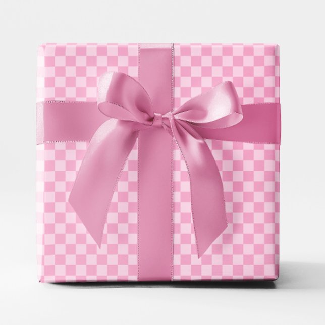 Papier Cadeau Petit À damiers rose clair (Small Light Pink Checkered Wrapping Paper)