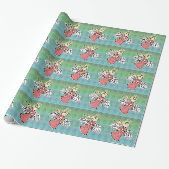 Papier Cadeau Petit ange de Noël (Déroulé)
