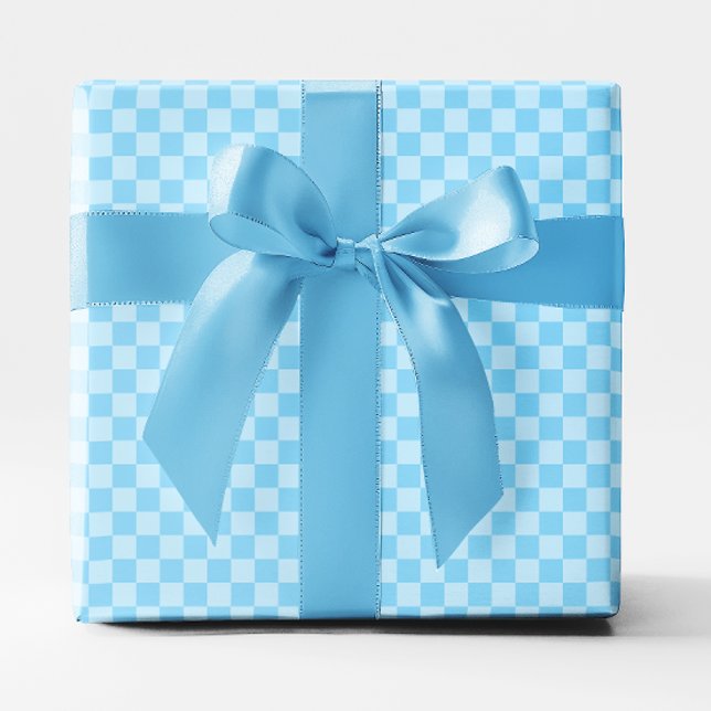 Papier Cadeau Petit bébé bleu à carreaux (Small Baby Blue Checkered Wrapping Paper)