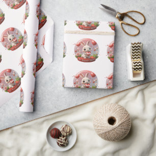 Papier Cadeau Petit bébé Lapin valentine coeur Enveloppement Pap