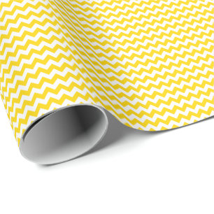 Papier Cadeau Petit Chevron jaune et blanc d'or