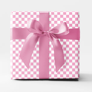Papier Cadeau Petit damier rose clair et blanc
