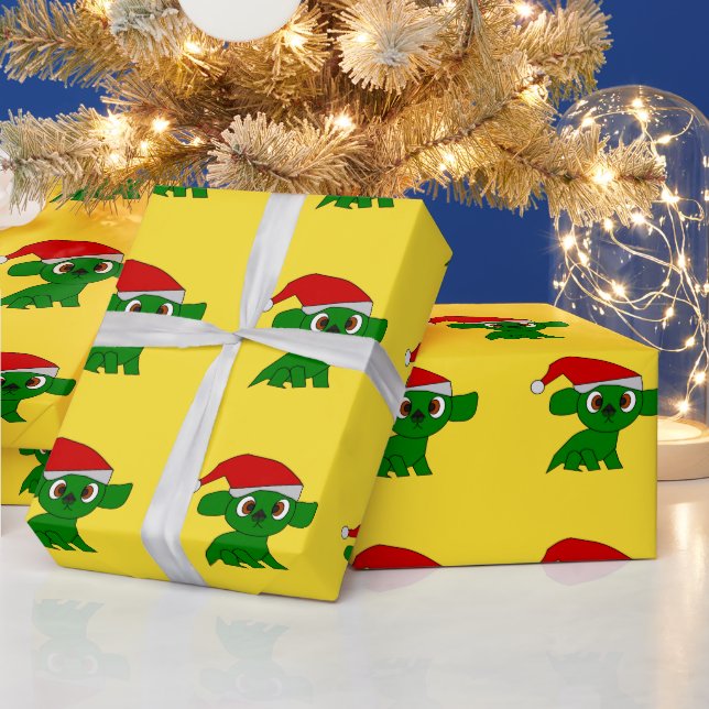 papier cadeau Petit Dragon de Noël (Vacances)