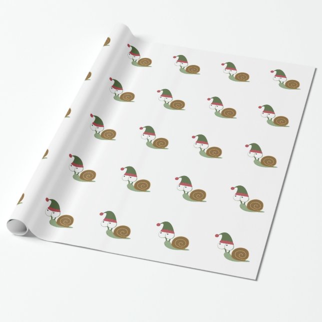 Papier Cadeau Petit Escargot Elfe de Noël (Déroulé)