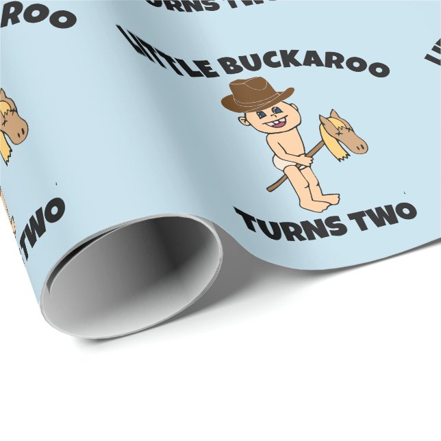 PAPIER CADEAU PETIT GARÇON COWBOY ANNIVERSAIRE PERSONNALISÉ (Coin rond)