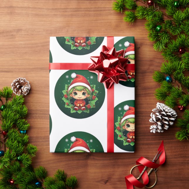 Papier Cadeau Petit garçon Elf Xmas Magie (Cadeau de vacances)