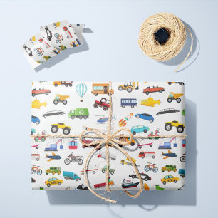 Papier Cadeau Petit Garçon Things That Move Vehicle Cars Kid