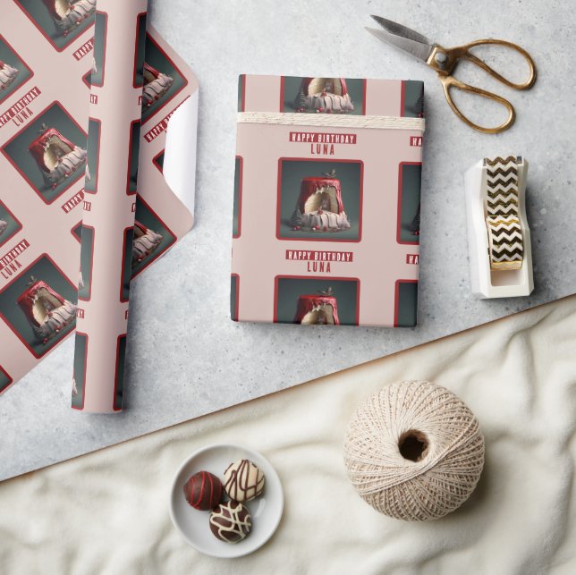 Papier Cadeau Petit gâteau d'Anniversaire Rouge - (Artisanat)