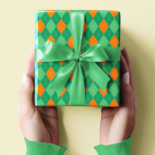 Papier Cadeau Petit Jacquard vert et orange Saint Patrick's Day
