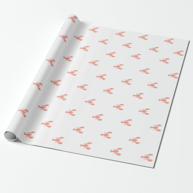 Papier Cadeau Petit minimaliste Motif de homard rouge (Déroulé)