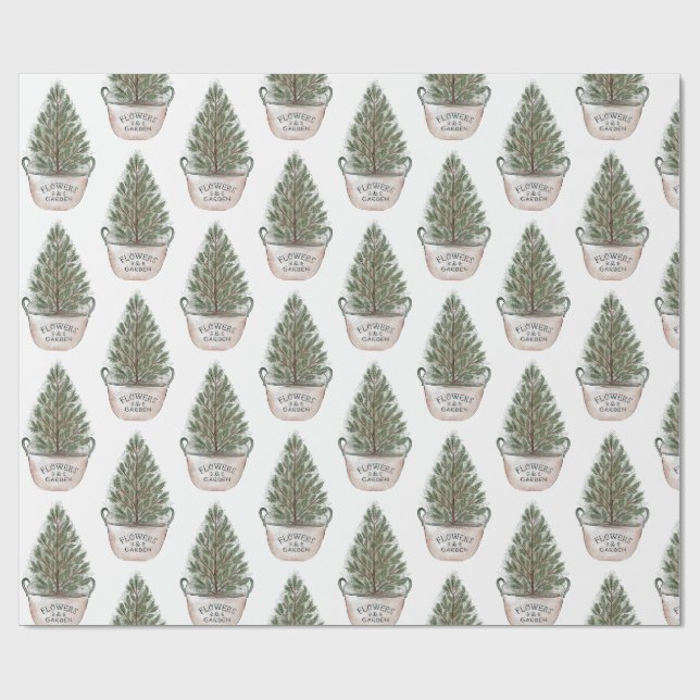 Papier Cadeau Petit motif d'arbre de Noël (Plat)