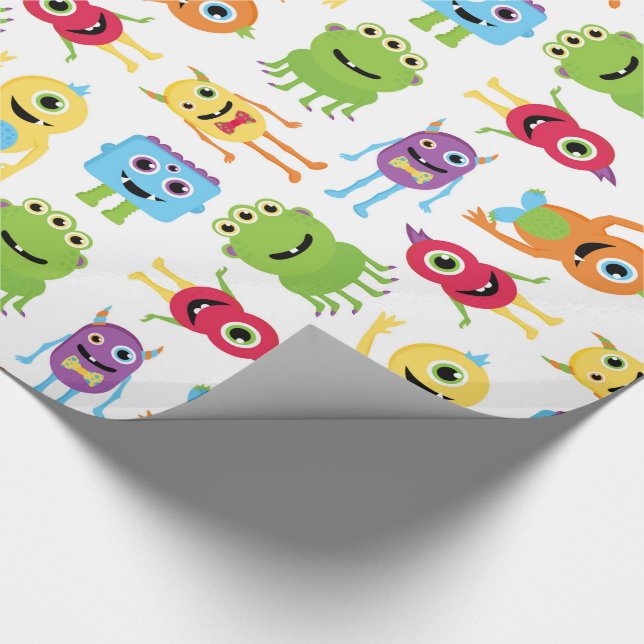Papier Cadeau Petit motif mignon de monstres (Coin)