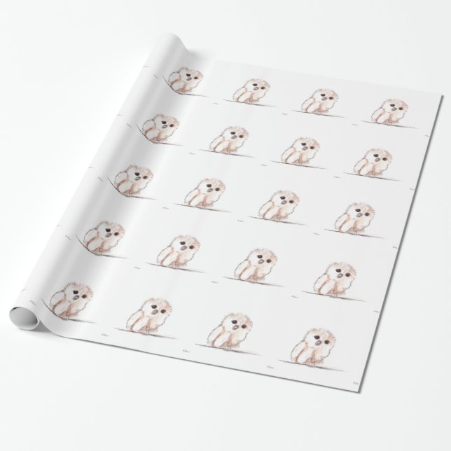 Papier Cadeau Petit oiseau de chouette (Déroulé)