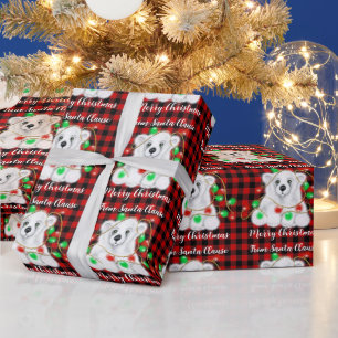 Papier Cadeau Petit ours à ours polaire de Noël, petit ours blan