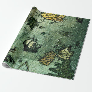 Papier Cadeau Petit pain de papier d'emballage de carte de mer