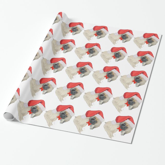 Papier Cadeau Petit Pékinois Père Noël (Déroulé)