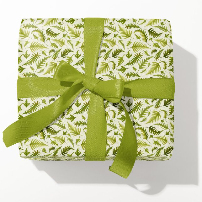 Papier Cadeau Petite Aquarelle Verte Feuilles (Créateur téléchargé)