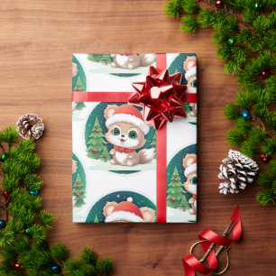 Papier Cadeau Petite Bébé Animal Noël Magie