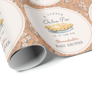 Papier Cadeau Petite Douceur Orange Fleurie Baby Shower