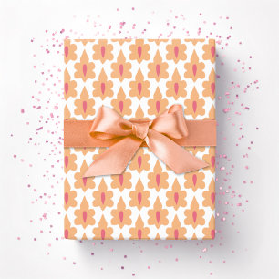 Papier Cadeau Petite Feuille en Rose et Orange