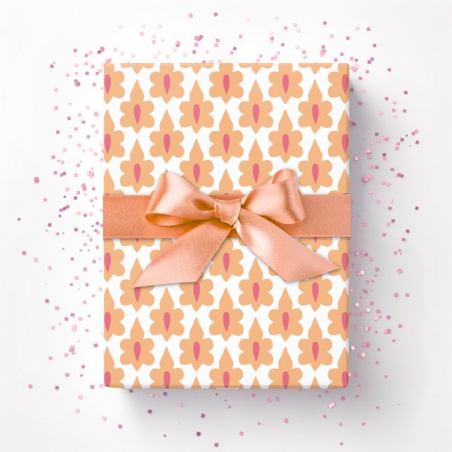 Papier Cadeau Petite Feuille en Rose et Orange (Créateur téléchargé)