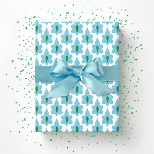 Papier Cadeau Petite Feuille en Vert et Aqua