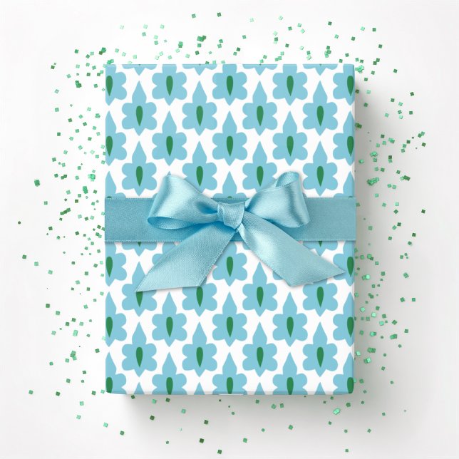 Papier Cadeau Petite Feuille en Vert et Aqua (Créateur téléchargé)