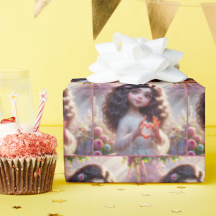 Papier Cadeau Petite fille avec signe cardiaque