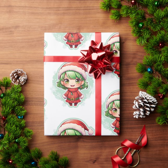Papier Cadeau Petite fille Elf Xmas Magie (Cadeau de vacances)