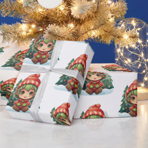 Papier Cadeau Petite fille Elf Xmas Magie