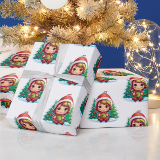 Papier Cadeau Petite fille Elf Xmas Magie