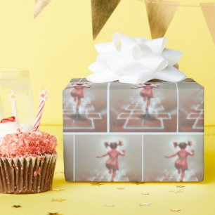 Papier Cadeau Petite fille jouant à Hopscotch