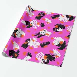 Papier Cadeau Petite motif ditée aux motifs tropicaux, draine à