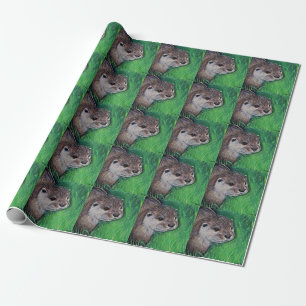 Papier Cadeau Petite peinture de loutre de rivière