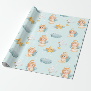 Papier Cadeau Petite prière Angel fille bleu
